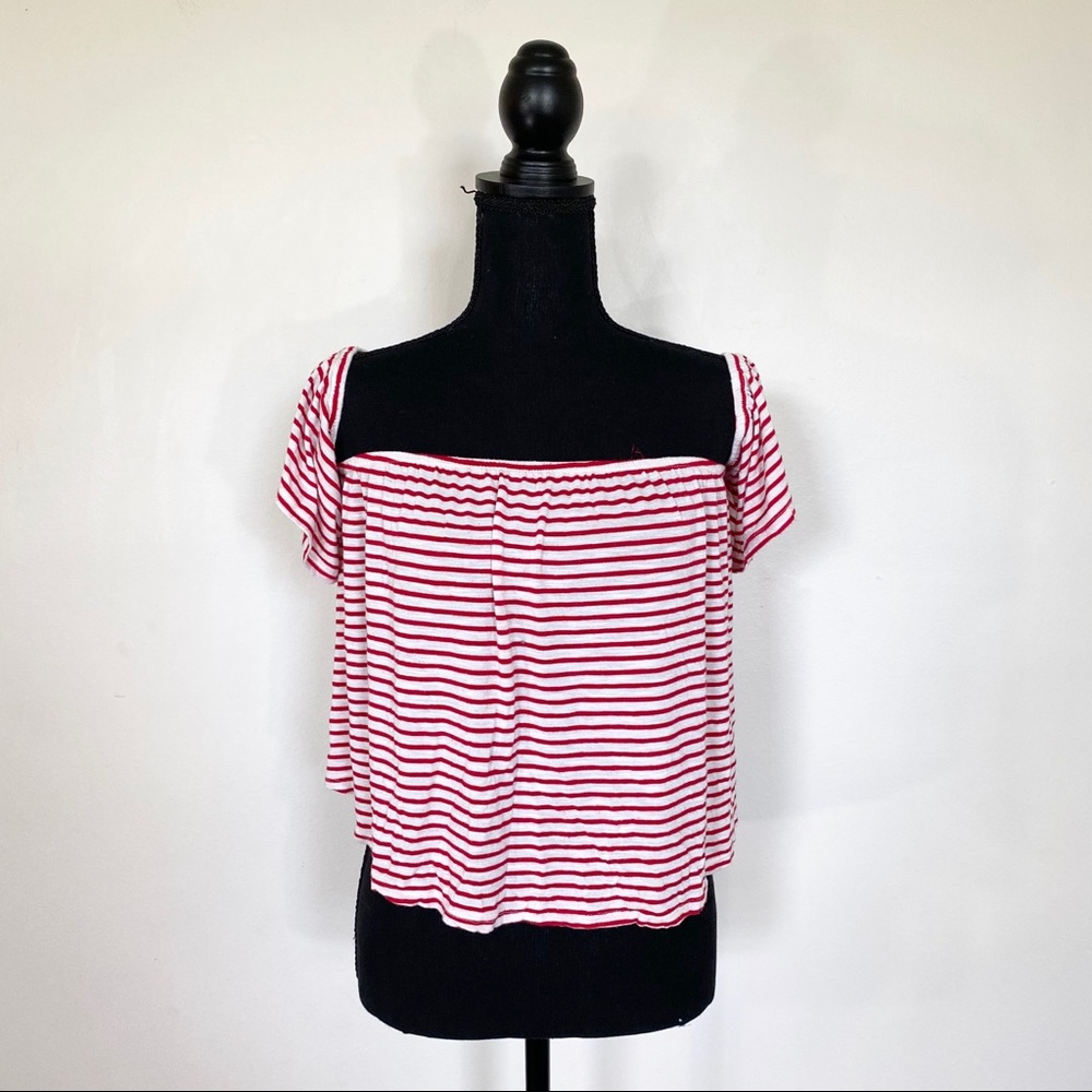 Mossimo Striped Off the Shoulder Crop Top